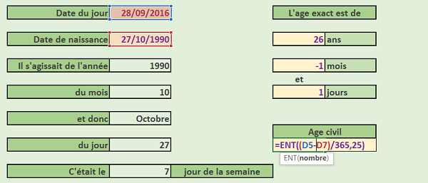 Calcul de la différence entre deux dates dans Excel