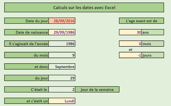 Soustraction entre dates dans Excel
