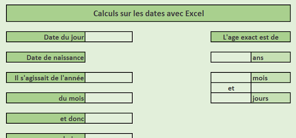 Feuille exercice Excel pour manipuler les dates