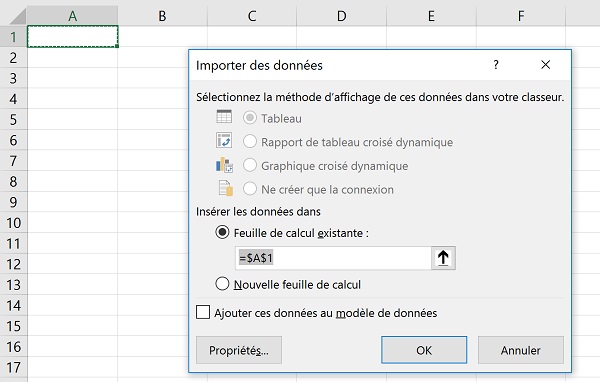 Importation de base de données externe dans Excel pour comparer les enregistrements