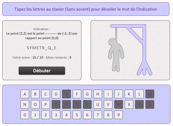 Lettres comparées en cours de frappe par code Javascript pour jeu du pendu