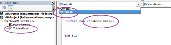 Gestionnaire événements pour déclencher code sauvegarde VBA ouverture classeur Excel