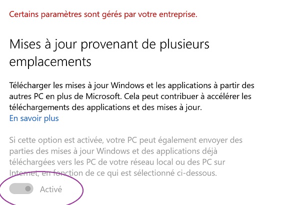 Couper mises à jour Windows Update impossible manuellement