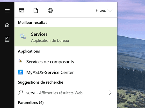 Ouvrir le gestionnaire des services Windows