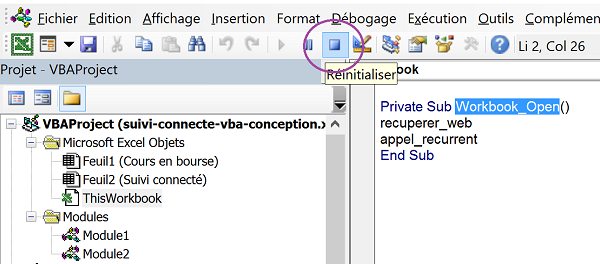 Stopper exécution code VBA Excel déclenché automatiquement ouverture classeur