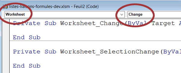 Déclencher un code VBA Excel au changement de valeur dans une cellule de la feuille