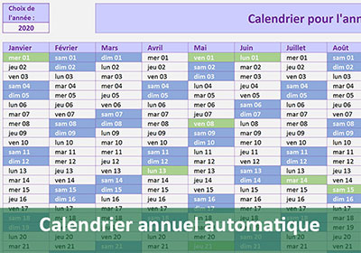 Calendrier Excel avec Week-End et jours fériés