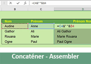 Concaténation Excel, assembler des textes ou joindre des cellules