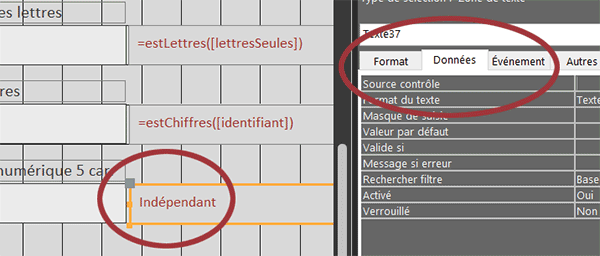 Propriété source contrôle de zone de texte pour fonction de contrôle VBA Access