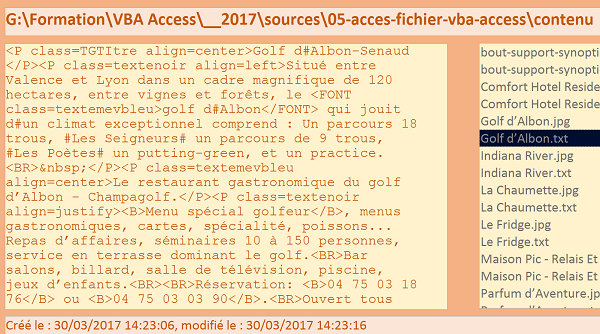 Charger et importer contenu fichier texte externe en VBA Access