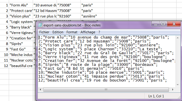 Exporter tableau Excel dans fichier texte CSV en écriture VBA