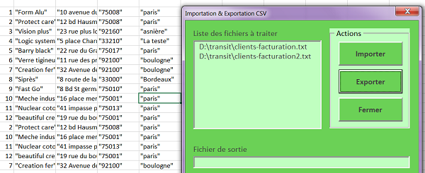 Importer données dans cellules Excel avec formulaire VBA