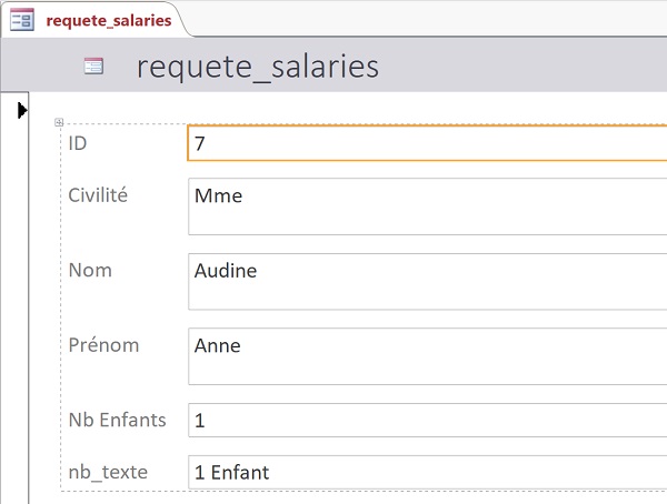 Créer un formulaire Access sur requête avec champ calculé pour valeurs dynamiques