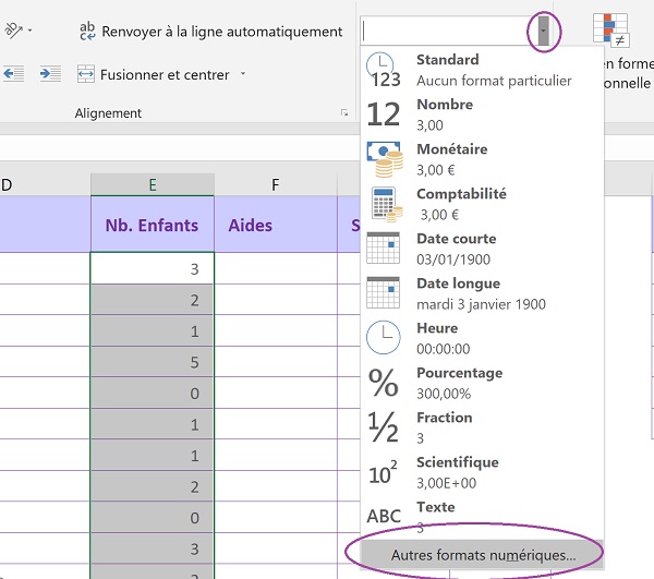 Créer un format personnalisé de cellule avec Excel