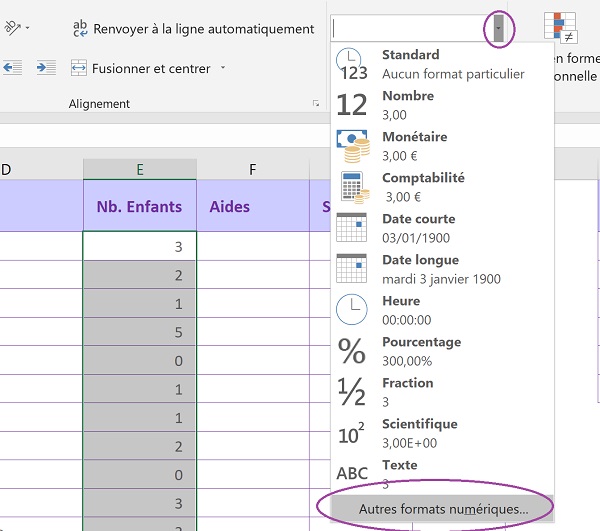 Créer un format personnalisé de cellule avec Excel