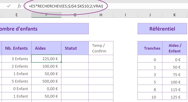 Calculs par tranches avec fonction extraction approximative RechercheV Excel