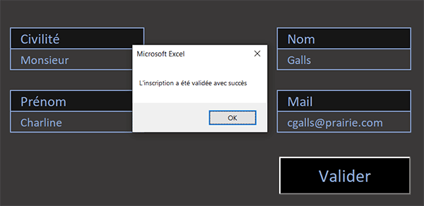 Valider la saisie d-un formulaire d-inscription en VBA Excel