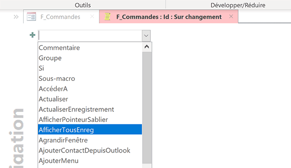 Action de macro pour actualiser les données sur le formulaire Access