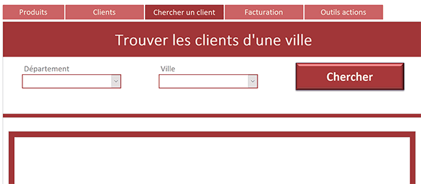 Formulaire Access pour extraire les clients selon choix département et ville avec listes déroulantes