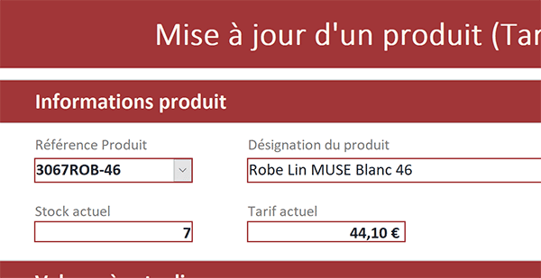 Actualiser données formulaires Access Actions au changement valeur dans liste déroulante