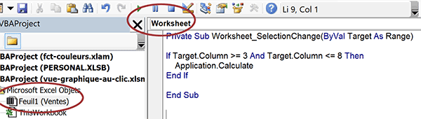 Code VBA Excel pour déclencher le calcul des formules sur la feuille Excel au clic dans une cellule