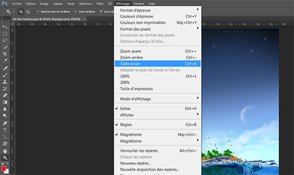 ajuster image sur taille écran Photoshop