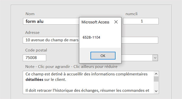 Afficher les dimensions du contrôle au clic dans sa zone en VBA Access