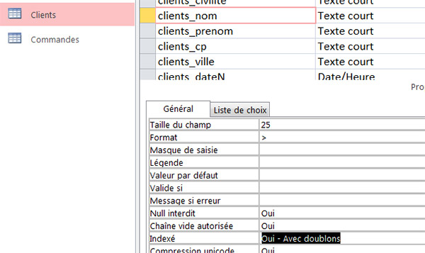 Indexer un champ Access pour améliorer sa recherche