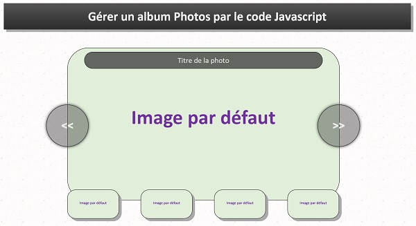 Structure Html Css page Web démarrage pour construire album photos en Javascript