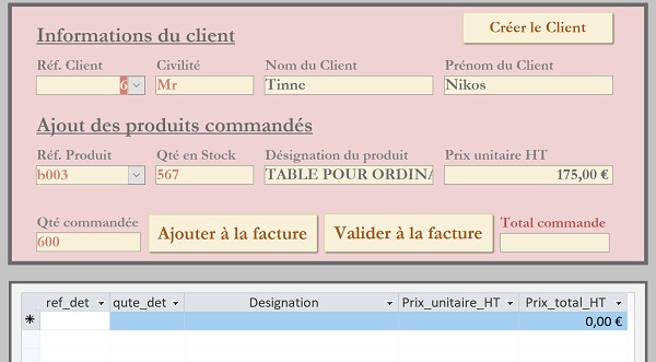 Alerte visuelle par format dynamique déclenchée automatiquement sur saisie erronée de la quantité commandée