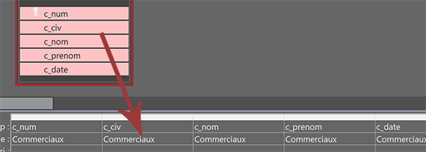 Ajouter les champs de table dans la grille de requête Access