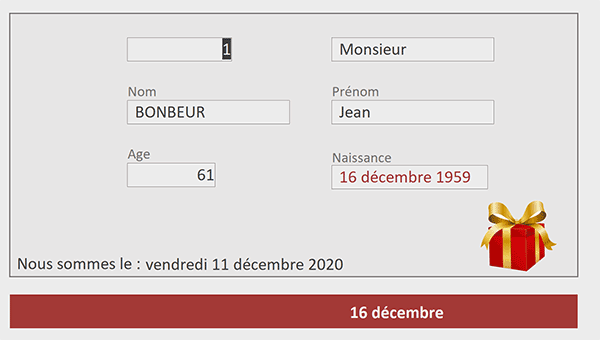 Formulaire Access pour calculer les écarts entre des dates et déclencher des alertes pour les anniversaires