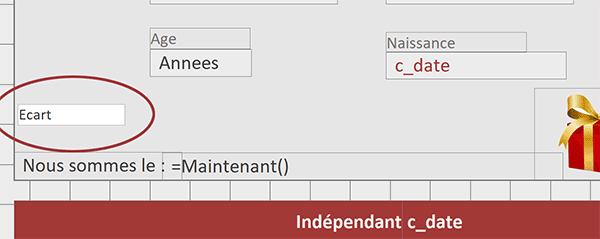 Zone de texte masquée sur formulaire Access pour calculer écart entre deux dates en nombre de jours