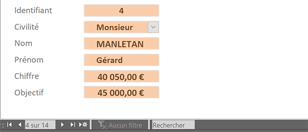 Indicateurs dynamiques de couleur en fonction des scores sur formulaire Access