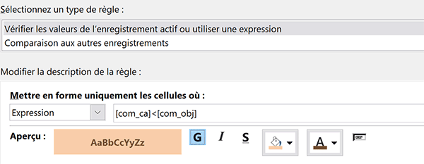 Faire ressortir en couleur les champs sur un formulaire Access selon un critère numérique