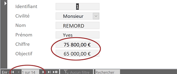 Résultats des commerciaux sur formulaire Access