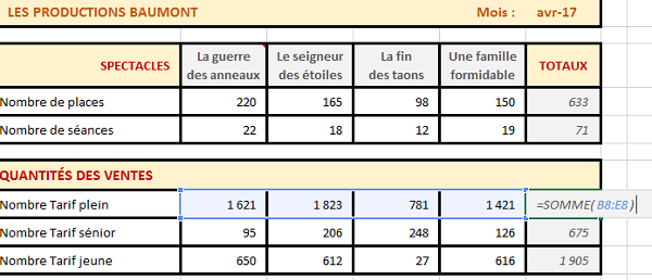 Calcul Excel automatique des quantités vendues