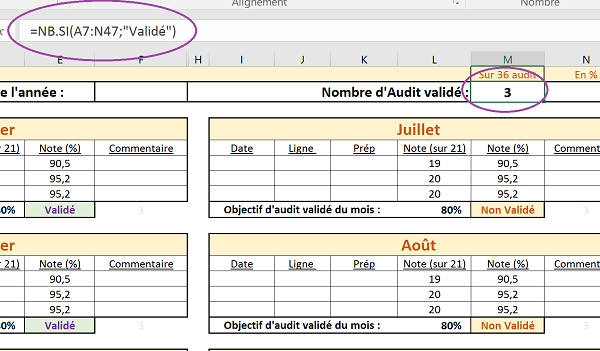 Dénombrement statistique multicritère Excel sur calculs intermédiaires pour analyse automatisée des résultats