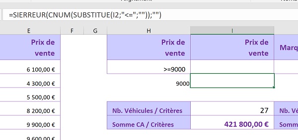 Conversion de donnée en nombre par fonction Excel CNum pour forcer le calcul