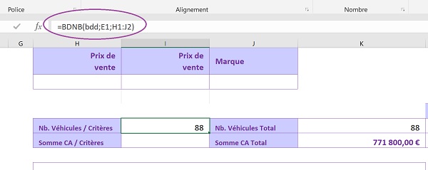 Dénombrement statistique sur base de données avec fonction Excel BdNb