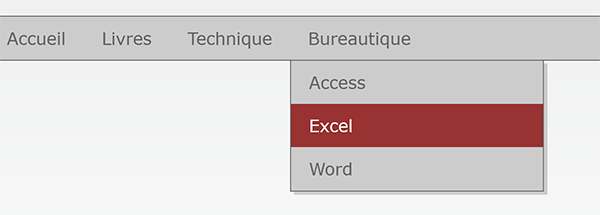 Menus Html avec sous menus qui apparaissent au passage de la souris grâce aux styles Css