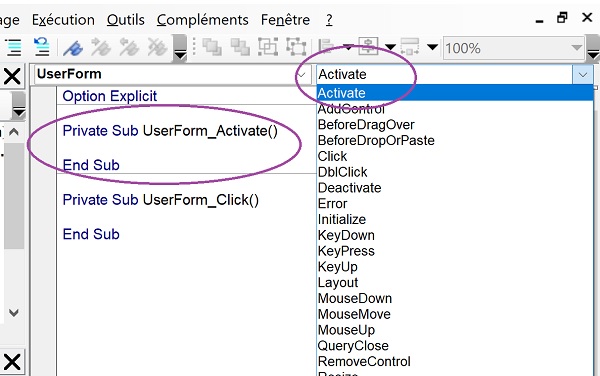 Gérer les évènements VBA pour déclencher un code sur activation du formulaire Excel