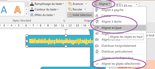 Aligner avec précision objets texte Powerpoint les uns par rapport aux autres