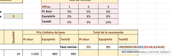 Recherche valeurs de remises clients dans tableau Excel