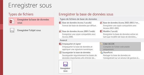 Créer application Access indépendante accde