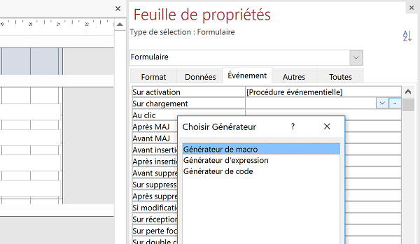 Attacher un code VBA à un événement associé à un objet de formulaire Access