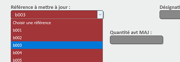 Liste déroulante Html remplie des références articles de la table MySql au chargement par le code PHP