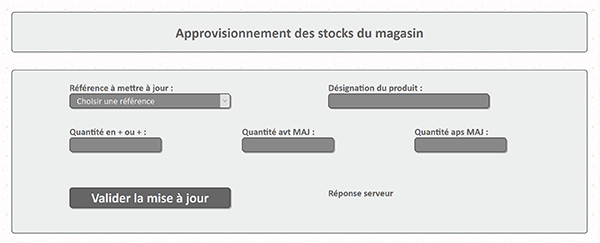 Interface internet pour approvisionner les stocks du magasin par le code Php