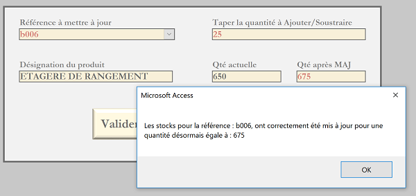 Gérer approvisionnement des stocks magasin en VBA depuis formulaire de gestion Access