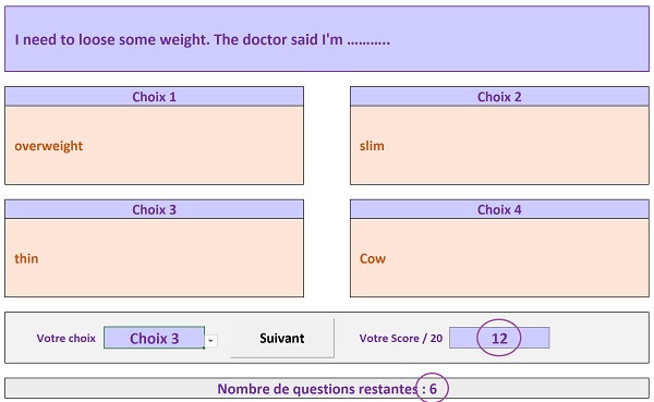 Evaluation Excel par questions aléatoires issues de base de données Access gérées en VBA